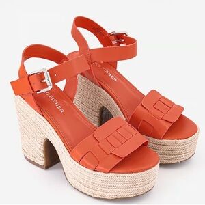 Marc Fisher Viga Platform Espadrille Heeled Sandal In Orange
